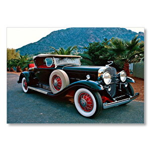 Siyah Cadillac Antika Araba  Mdf Ahşap Tablo 50x70 cm