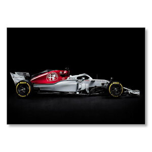 Siyah Arkaplan Alfa Romeo F1  Mdf Ahşap Tablo 50x70 cm