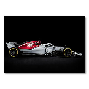 Siyah Arkaplan Alfa Romeo F1  Mdf Ahşap Tablo 25x35 cm