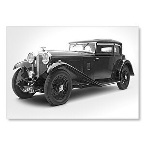 Beyaz Arkaplan Siyah Bentley Antika  Mdf Ahşap Tablo 50x70 cm
