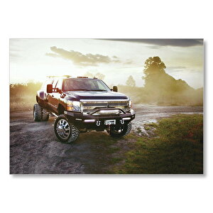 Gündoğumu Ve Chevrolet Kamyonet  Mdf Ahşap Tablo 25x35 cm