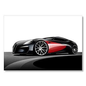 Siyah Kırmızı Bugatti  Mdf Ahşap Tablo 35x50 cm