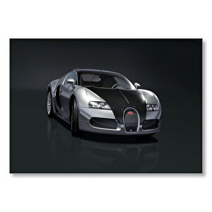 Siyah Zeminde Gri Bugatti Veyron  Mdf Ahşap Tablo 35x50 cm