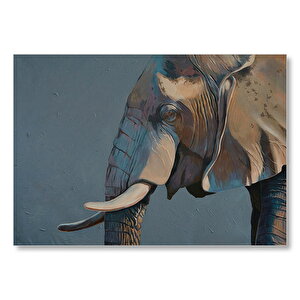 Muhteşem Gerçekçi Fil Yağlı Boya Çizim  Mdf Ahşap Tablo 50x70 cm