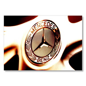 Mercedes Benz Logo Ve Altın Işıltılar  Mdf Ahşap Tablo 50x70 cm