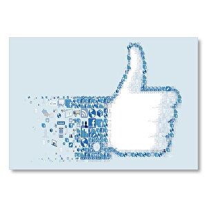 Dev Facebook Like Amblemi  Mdf Ahşap Tablo 50x70 cm