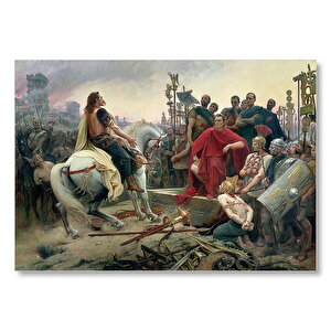 Vercingetorix Jül Sezar'a Meydan Okuyor  Mdf Ahşap Tablo 50x70 cm