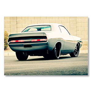 Dodge Modifiyeli Araç Arka Görünüş  Mdf Ahşap Tablo 35x50 cm