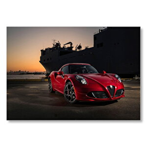 Limanda Kırmızı Alfa Romeo 4c  Mdf Ahşap Tablo 50x70 cm