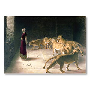 Aslanlara Atılan Danyal Peygamber  Mdf Ahşap Tablo 50x70 cm