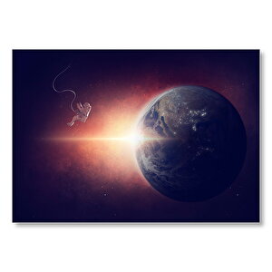 Dünya Güneş Ve Astronot  Mdf Ahşap Tablo 50x70 cm