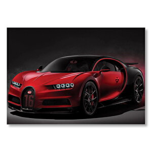 Kırmızı Bugatti Divo Ön Görünüş  Mdf Ahşap Tablo 35x50 cm