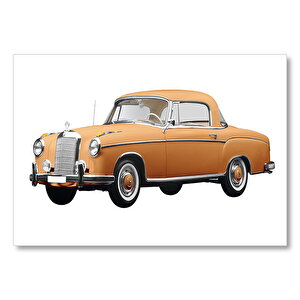 Nostaljik Mercedes Beyaz Zemin  Mdf Ahşap Tablo 50x70 cm