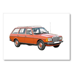 Mercedes Benz Station Wagon Beyaz Zemin  Mdf Ahşap Tablo 50x70 cm