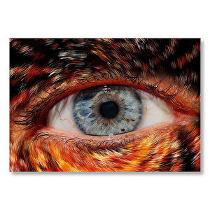 Damarlı Mavi Göz Makro Çekim  Mdf Ahşap Tablo 35x50 cm