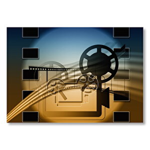Film Makarası Ve Filmler  Mdf Ahşap Tablo 35x50 cm