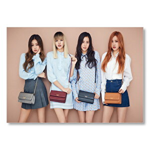 Black Pink Kore Pop Hanım Hanımcık  Mdf Ahşap Tablo 25x35 cm