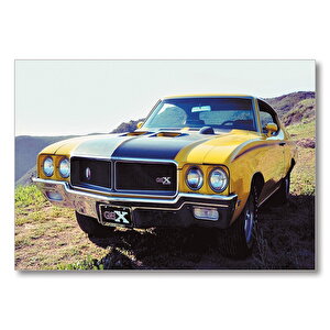 Sarı Siyah Buick Gsx Spor  Mdf Ahşap Tablo 25x35 cm