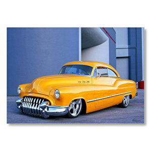 Sarı Modifiyeli Cadillac Klasik  Mdf Ahşap Tablo 35x50 cm
