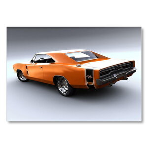 Turuncu Dodge Charger Rt  Mdf Ahşap Tablo 25x35 cm