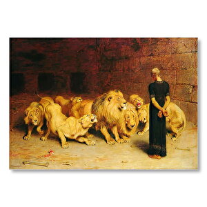Aslan Terbiyecisi Ve Aslanlar  Mdf Ahşap Tablo 25x35 cm