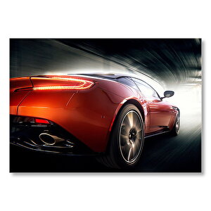 Kırmızı Aston Martin Ve Tünel Işıkları  Mdf Ahşap Tablo 35x50 cm