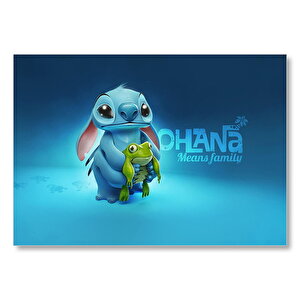 Stitch Ve Kurbağası  Mdf Ahşap Tablo 35x50 cm