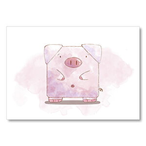 Geometrik Pembe Domuzcuk  Mdf Ahşap Tablo 25x35 cm