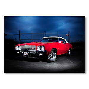 Turuncu Buick Gs Tel Örgüler Ve Bulutlar  Mdf Ahşap Tablo 50x70 cm