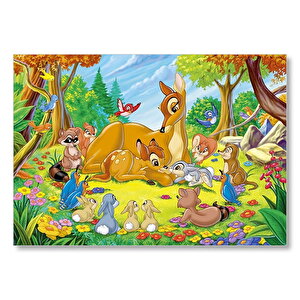 Bambi Annesi Ve Arkadaşları  Mdf Ahşap Tablo 25x35 cm