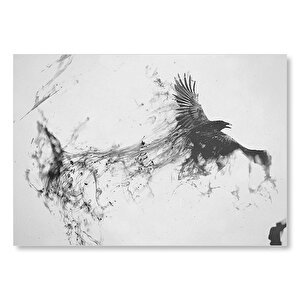 Mürekkep Lekeleri Ve Karga  Mdf Ahşap Tablo 35x50 cm