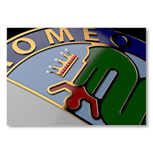 Alfa Romeo Logo Yakın Plan Detay  Mdf Ahşap Tablo 25x35 cm