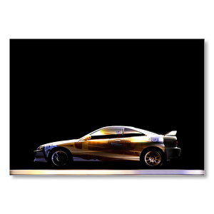 Acura Integra Type R Siyah Arka Plan  Mdf Ahşap Tablo 50x70 cm