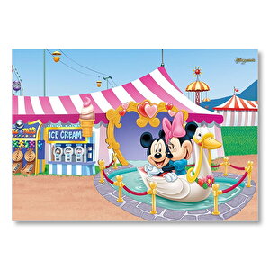 Mickey Ve Minnie Luna Parkta  Mdf Ahşap Tablo 50x70 cm