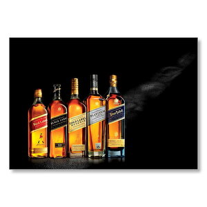 Siyah Deri Arkaplan Johnnie Walker Tahıl Suyu  Mdf Ahşap Tablo 50x70 cm