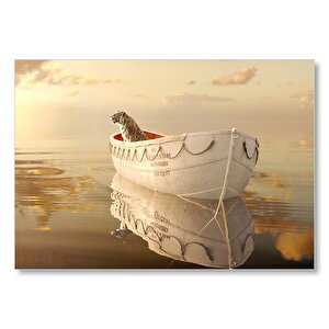 Pi'nin Yaşamı Kaplan Ve Sandal  Mdf Ahşap Tablo 50x70 cm