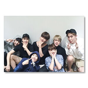 Bts Kore Pop Gülümseyen Yüzler  Mdf Ahşap Tablo 35x50 cm