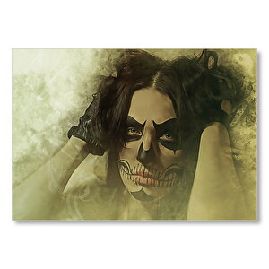 Ağzı Dikiş Desenli Kız  Mdf Ahşap Tablo 50x70 cm