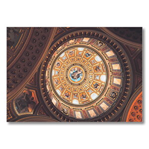 Tarihi Yapı Ve Kubbede Freskler  Mdf Ahşap Tablo 50x70 cm