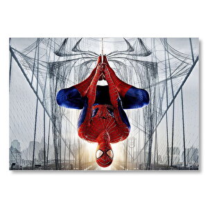 Ters Asılı Duran Spider Man  Mdf Ahşap Tablo