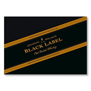 Siyah Zemin Johnnie Walker Black Label Logo  Mdf Ahşap Tablo 25x35 cm