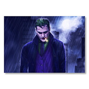 Joker Yağmur Altında Sigara İçiyor  Mdf Ahşap Tablo 35x50 cm