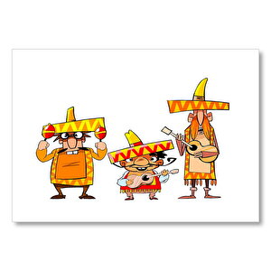 Mariachi Müzisyenler Karikatürize  Mdf Ahşap Tablo 35x50 cm