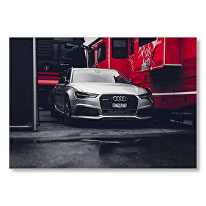 Tırlar Arasında Gri Audi  Mdf Ahşap Tablo 35x50 cm