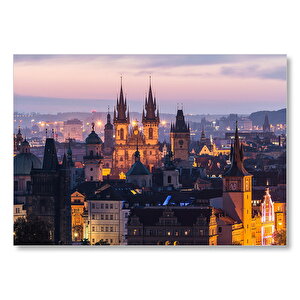 Katedral Ve Akşam Işıkları  Mdf Ahşap Tablo 50x70 cm