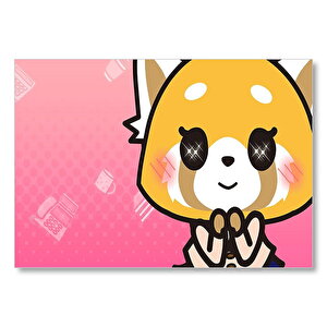 Aggretsuko Pembe Arkaplan  Mdf Ahşap Tablo 50x70 cm