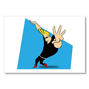 Johnny Bravo Mavi Arka Plan  Mdf Ahşap Tablo 35x50 cm