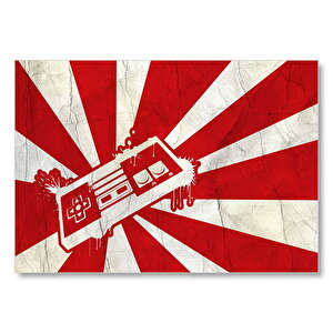 Kırmızı Beyaz Zeminde Nintendo Oyun Kolu  Mdf Ahşap Tablo 50x70 cm