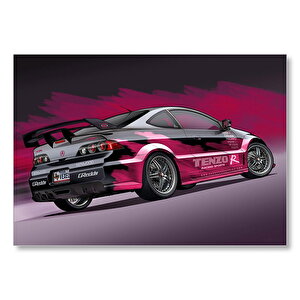 Acura Rsx Pembe Siyah Arka Plan  Mdf Ahşap Tablo 25x35 cm