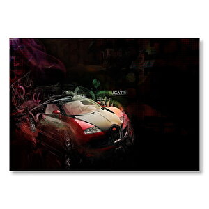 Bugatti Veyron Karanlık Arka Plan  Mdf Ahşap Tablo 50x70 cm